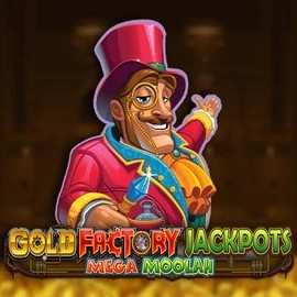 Gold Factory Jackpots Mega Moolah logo by Aurum Signature Studios at Betamo Casino